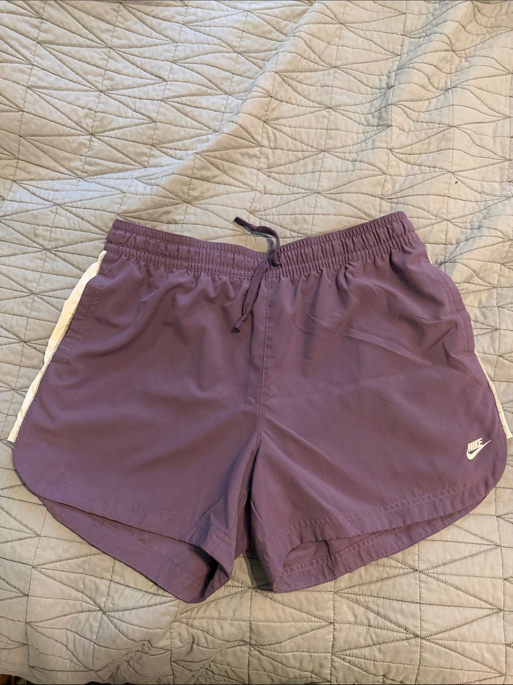 Nike Women's Lavender Athletic Shorts with White Side Stripe